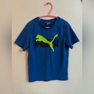4/30$ Puma Blue T-Shirt with Neon Green Logo 6 years